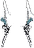 wholesale 925 Sterling Silver with Turquoise Stone Revolver Design Western Style Drop Earrings for Women-0-0