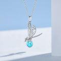 wholesale Sterling Silver Moonstone Moss Agate Turquoise Dragonfly Necklace-0-7