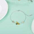 wholesale 925 Sterling Silver Honeycomb Bee Daisy Charm Bracelet with Yellow Stones - Adjustable Length s for Women and Moms-0-3