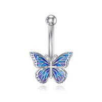 wholesale 925 Sterling Silver 925 Sterling Silver Evil Eye 8mm 14G Belly Button Ring 12mm Length 22mm Total Hypoallergenic Gift for Women-Butterfly