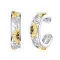 wholesale 925 Sterling Silver Sunflower Design Clip-On Cartilage Hoop Earrings for Men & Women - Vintage Fashion s-0-0