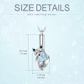 wholesale 925 Sterling Silver Crystal Fox Pendant Necklace with Iridescent Stone and Angel Wings Design-0-4