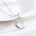 wholesale 925 Sterling Silver Moon & Dancer Pendant Necklace for Women Girls Yoga Fitness Gift-0-2