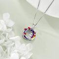wholesale 925 Sterling Silver Rainbow Crystal Frog Pendant Necklace with Mushrooms and Crown Design-0-4