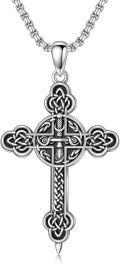 wholesale 925 Sterling Silver Cross Sword Necklace with Moon Phase Snake Celtic Knot Pendant for Women and Men-0-0