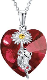 wholesale 925 Sterling Silver Birthstone Crystal Frog Necklace Pendant for Women-A01-January