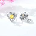 wholesale 925 Sterling Silver Birthstone Heart Stud Earrings Jewelry Gifts for Women-0-14