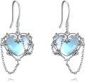 wholesale 14K Gold Gothic Blue Stone Heart Drop Earrings Witch's Charm Jewelry for Women-0-15
