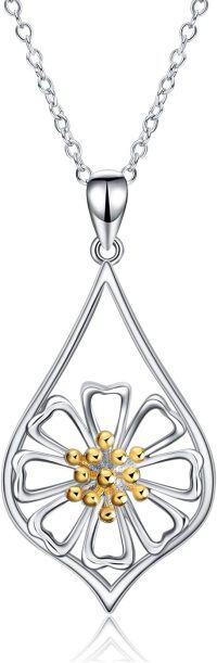 wholesale TOUPOP Sterling Silver Necklaces For Women Tulips/sunflower/rose/lotus/daisy/hummingbird/red Cardinal/owl Jewelry Gifts For Birthday Anniversary Christmas -undefined