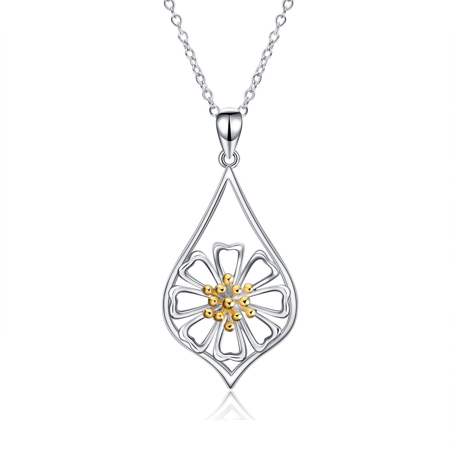 TOUPOP Sterling Silver Necklaces Tulips Sunflower Rose Lotus Daisy Hummingbird Red Cardinal Owl Jewelry Gifts