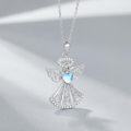 wholesale 925 Sterling Silver Moonstone Angel Pendant Necklace - Mothers Day Gift for Her-0-1