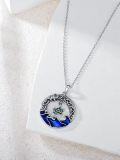 wholesale 925 Sterling Silver Turtle Pendant Blue Wave Necklace Sea Life s for Women Girlfriends-0-2