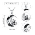 wholesale 925 Sterling Silver Panda Bamboo Moon Necklace Pendant Charm-0-1