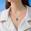 wholesale 925 Sterling Silver Abalone Shell Virgin Mary Cross Pendant Y Necklace-0-1