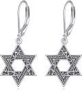 wholesale 925 Sterling Silver Star of David Leverback Drop Earrings Judaica Gifts for Women-0-0