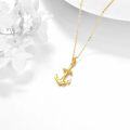 wholesale 14K Gold Anchor Pendant Necklace with Rope Detailing - Birthday Gifts for Her-0-4
