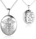 wholesale TOUPOP Christmas Gifts For Nurse Sterling Silver Caduceus Locket Necklace That Holds Pictures Photo Nursing Medicine Themed Nurse Jewelry -0-0