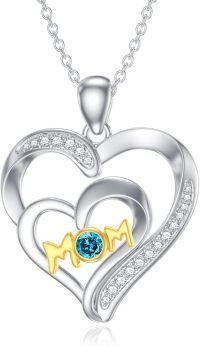 wholesale 925 Sterling Silver Synthetic Birthstone Heart Mom Necklace Women s Gift-December