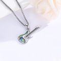wholesale 925 Sterling Silver Guitar Shaped Abalone Shell Musical Instrument Pendant Necklace for Women Girls Gifts-0-1
