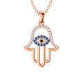 wholesale 14k Gold Hamsa Evil Eye Birthstone Rose Gold Plated Pendant Necklace For Women-0-0