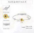 wholesale Sterling Silver & Sunflower Yellow Flower Bracelet - Adjustable Chain 7.08 - Fashion Gift for Women-0-3