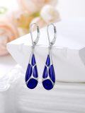 wholesale 925 Sterling Silver Blue Enamel Tear Drop Leverback Earrings for Women Gift Ideas-0-4