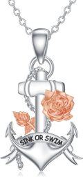 wholesale TOUPOP Anchor Necklace For Women Anchor Pendant 925 Sterling Silver Inspiration Necklace Sink Or Swim Necklace Anchor Jewelry For Sister Friend Wife Mom Daughter Birthday Christmas Mothers Day Gift -0-0