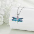wholesale 925 Sterling Silver Dragonfly Pendant with Blue Enamel and CZ Stones Necklace for Women-0-1