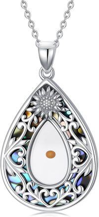 wholesale 925 Sterling Silver Mustard Seed Necklace with Abalone Shell - Inspirational Faith Jewelry for Women-Mustard Seed-1