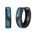 wholesale 925 Sterling Silver Hoop Earrings Wholesale With Blue Inlay Design For Women-0-6