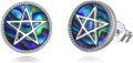 wholesale 925 Sterling Silver Pentagram Pentacle Stud Earrings, Hypoallergenic Nickel-Free, 10.2mm Star Symbol Jewelry for Women Men, Gift Box-0-0