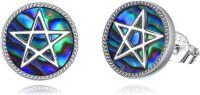 wholesale 925 Sterling Silver Pentagram Pentacle Stud Earrings, Hypoallergenic Nickel-Free, 10.2mm Star Symbol Jewelry for Women Men, Gift Box-Star Pentagram Stud Earrings