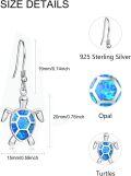 wholesale 925 Sterling Silver Blue Opal Turtle Dangle Earrings Hawaiian s for Women-0-3