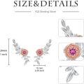 wholesale 925 Sterling Silver Pink Crystal Flower Leaf Studs for Non-Pierced Ears-0-4