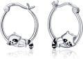 wholesale 925 Sterling Silver Raccoon Huggie Hoop Earrings Gift for Women-0-0