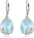 wholesale 925 Sterling Silver Teardrop Blue Opal Swirls Leverback Hoop Earrings-0-0