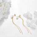 wholesale 14K Gold Pearl Chain Threader Earrings for Women-0-3