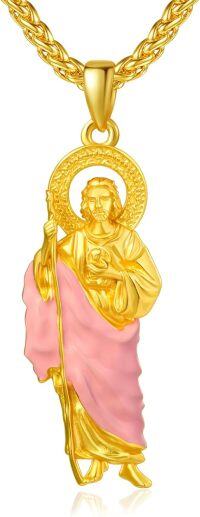 wholesale Gold 925 Sterling Silver Saint Jude Pendant Necklace for Men & Women Catholic s-Gold St Jude-F