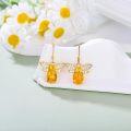 wholesale 925 Sterling Silver Citrine & Cubic Zirconia Honeybee Leverback Dangle Earrings for Women-0-2