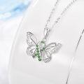 wholesale 925 Sterling Silver Green Crystal Butterfly Pendant Necklace - PTSD Awareness s for Women-0-3