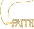 wholesale Gold Plated 925 Sterling Silver FAITH Pendant Necklace with Cubic Zirconia Stones - Christian Jewelry for Women-0-0