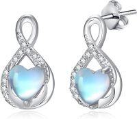 wholesale 925 Sterling Silver Heart-Shaped Moonstone Stud Hoop Earrings for Women and Daughters-infinity-infinity