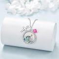 wholesale 925 Sterling Silver Wave and Cross Pink Crystal Faith Necklace for Women-0-4
