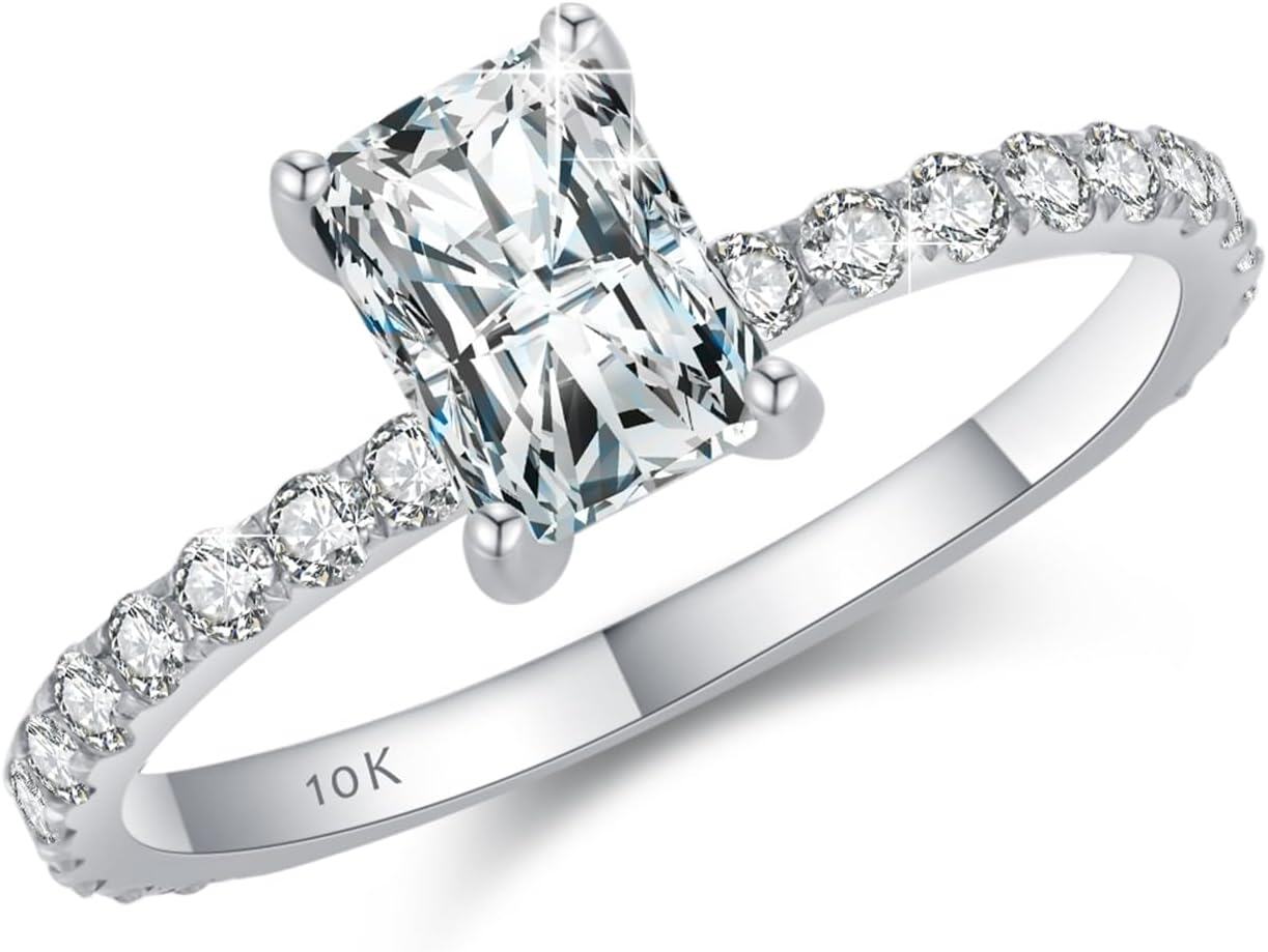 10K Gold Moissanite 1ct Radiant Cut Women s Engagement Wedding Anniversary Ring-0-0