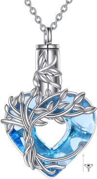 wholesale Sterling Silver Urn Necklace for Ashes Women s Cremation Jewelry-blue crystal urn