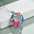 wholesale 18K Gold Plated 925 Sterling Silver Butterfly Pendant Necklace with Crystal, Gift Box-0-2