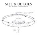 wholesale 925 Sterling Silver Faith Cross Pendant Beaded Double Layer Bracelet-0-1