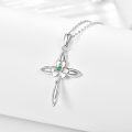 wholesale 925 Sterling Silver Celtic Cross Necklace with Emerald Pendant for Women Faith s for Birthday Christmas Valentines Mothers Day 18+2 Chain-0-1