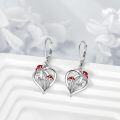 wholesale 925 Sterling Silver Heart-Shaped Red Ladybug and Mushrooms Drop Earrings-0-2