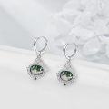 wholesale 925 Sterling Silver Moss Agate Nordic Filigree Huggie Hoop Earrings - Bohemian Style Flower Jewellery Gift for Women-0-2
